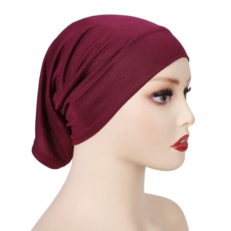 Stretchy Inner Hijab Cap- Wine Red