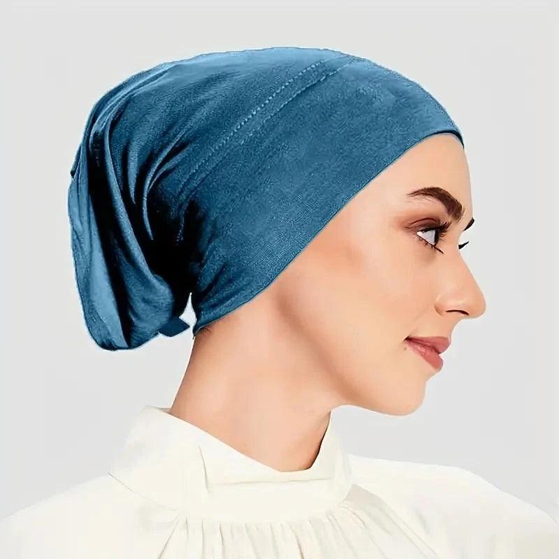 Simple Tube Elastic Inner Hijab Cap- Orient Blue