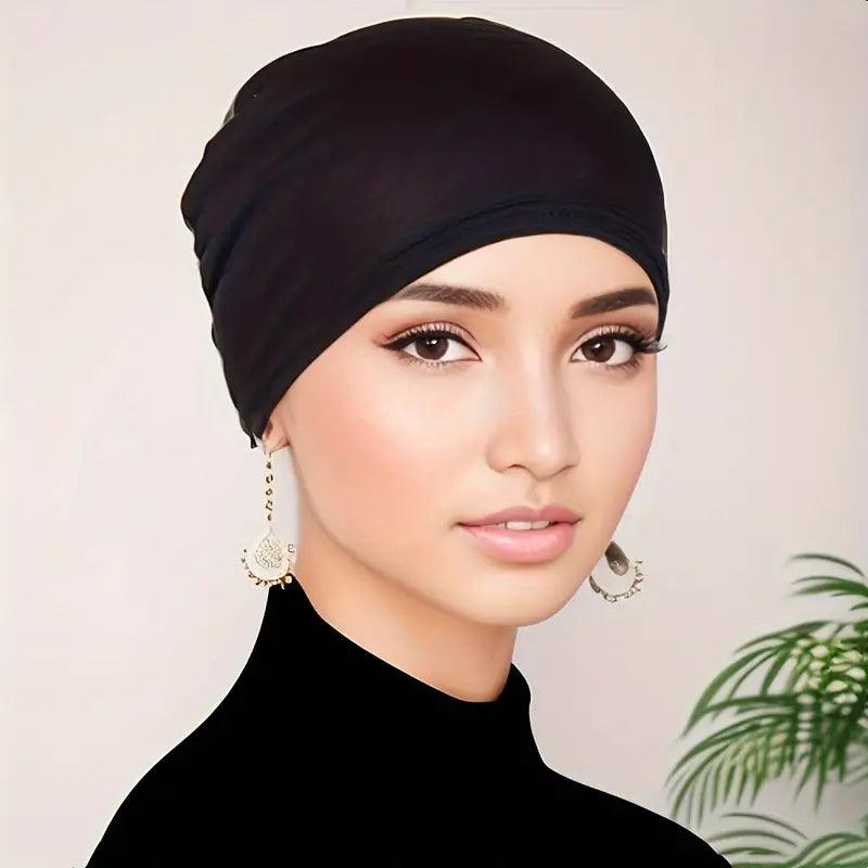 Classic Undercap Turbans For Women- Black