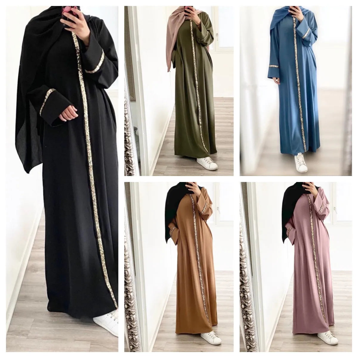 Casual Sequin Chiffon Abaya