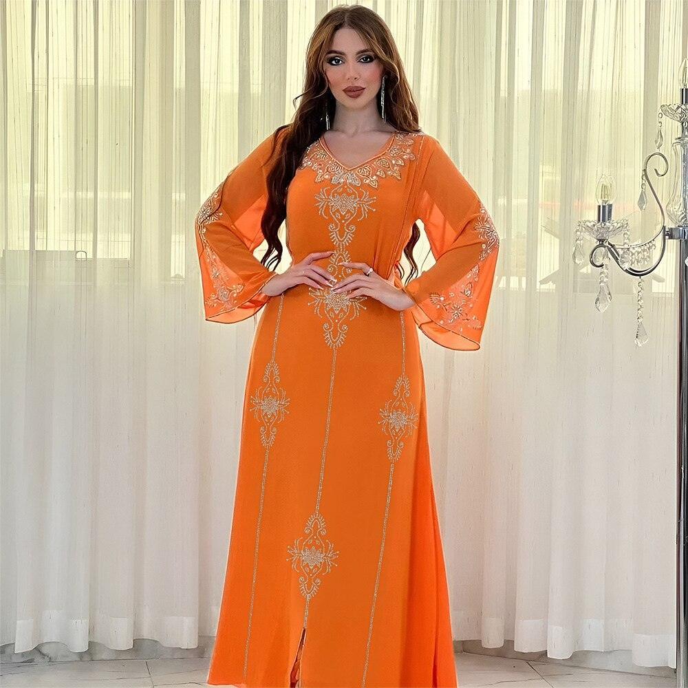 Eid Plus Size Kaftan Jalabiya Abaya Elegant Muslim Dress for Women