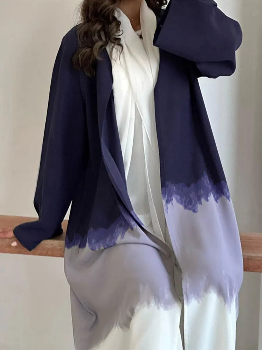 Elegant Cardigan Tie Dye Gradient Open Abaya