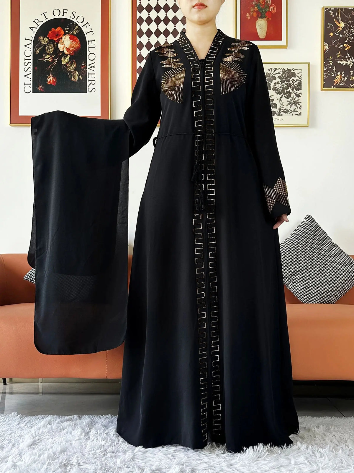 Elegant Dress Chiffon Open Abaya