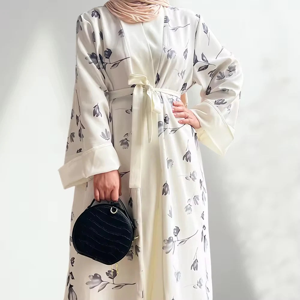 Flower Printing Open Abaya