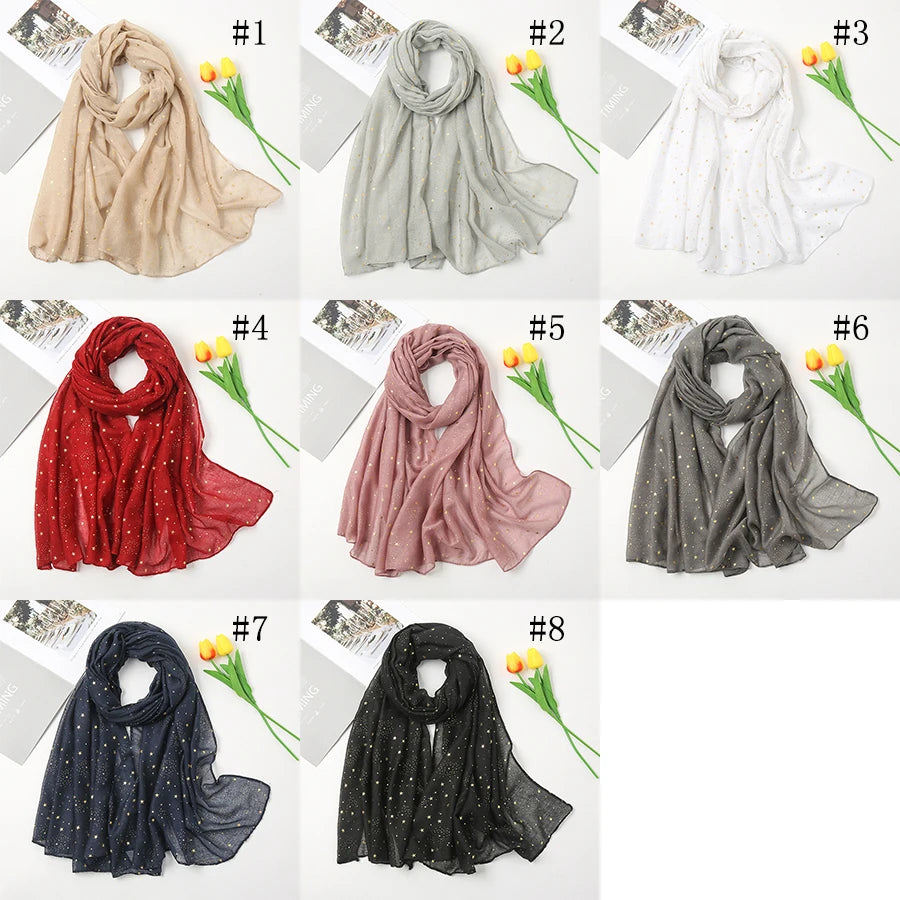 Shiny Star Cotton Hijab Scarf for Muslim Women