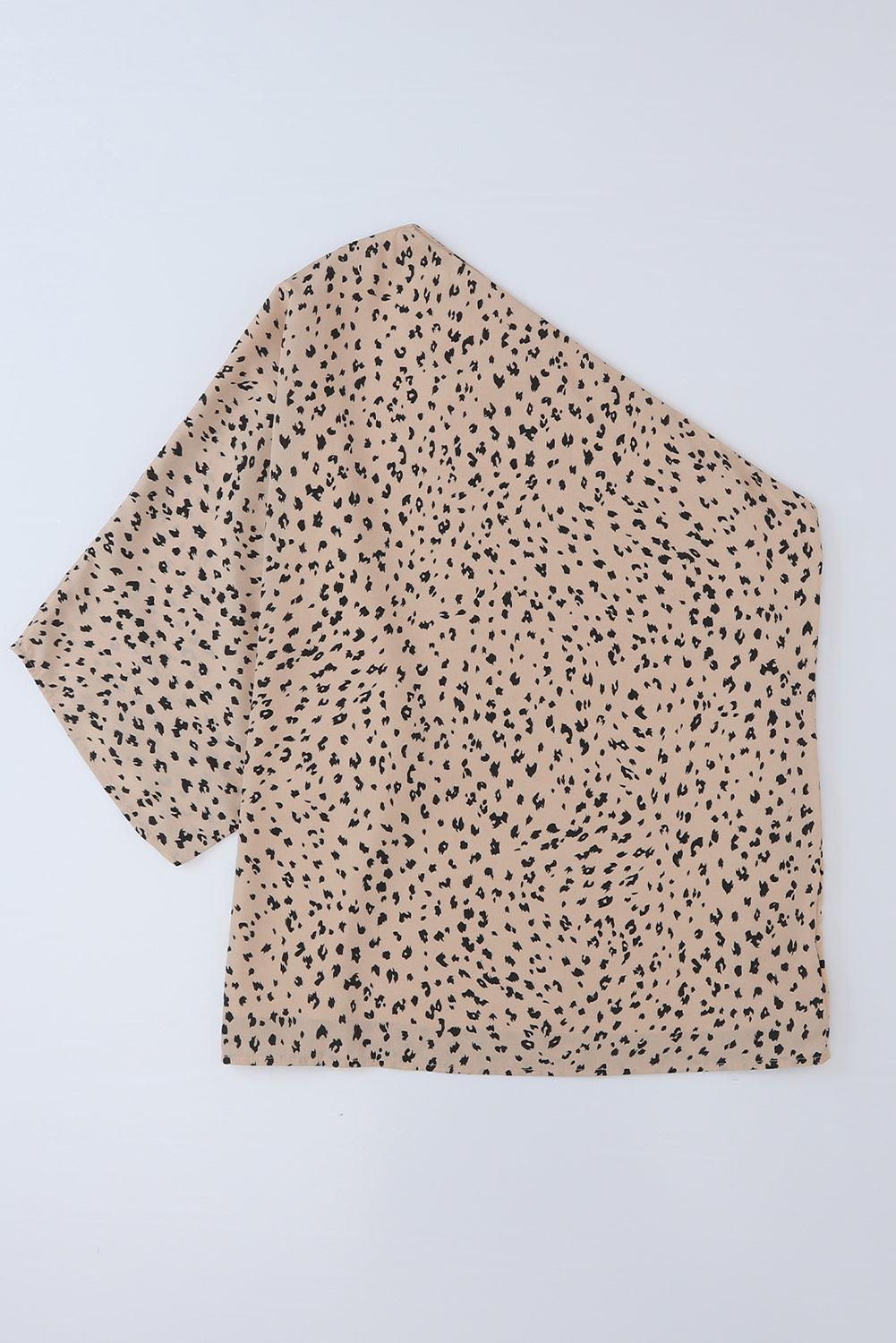 Leopard Print One Shoulder Asymmetric Blouse for Women