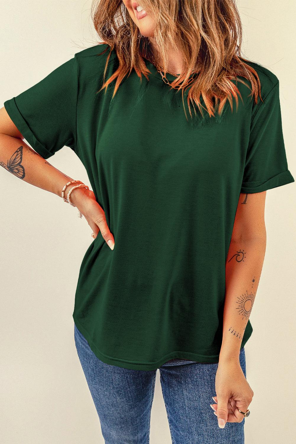 Casual Crew Neck Summer Tee for Women - Green