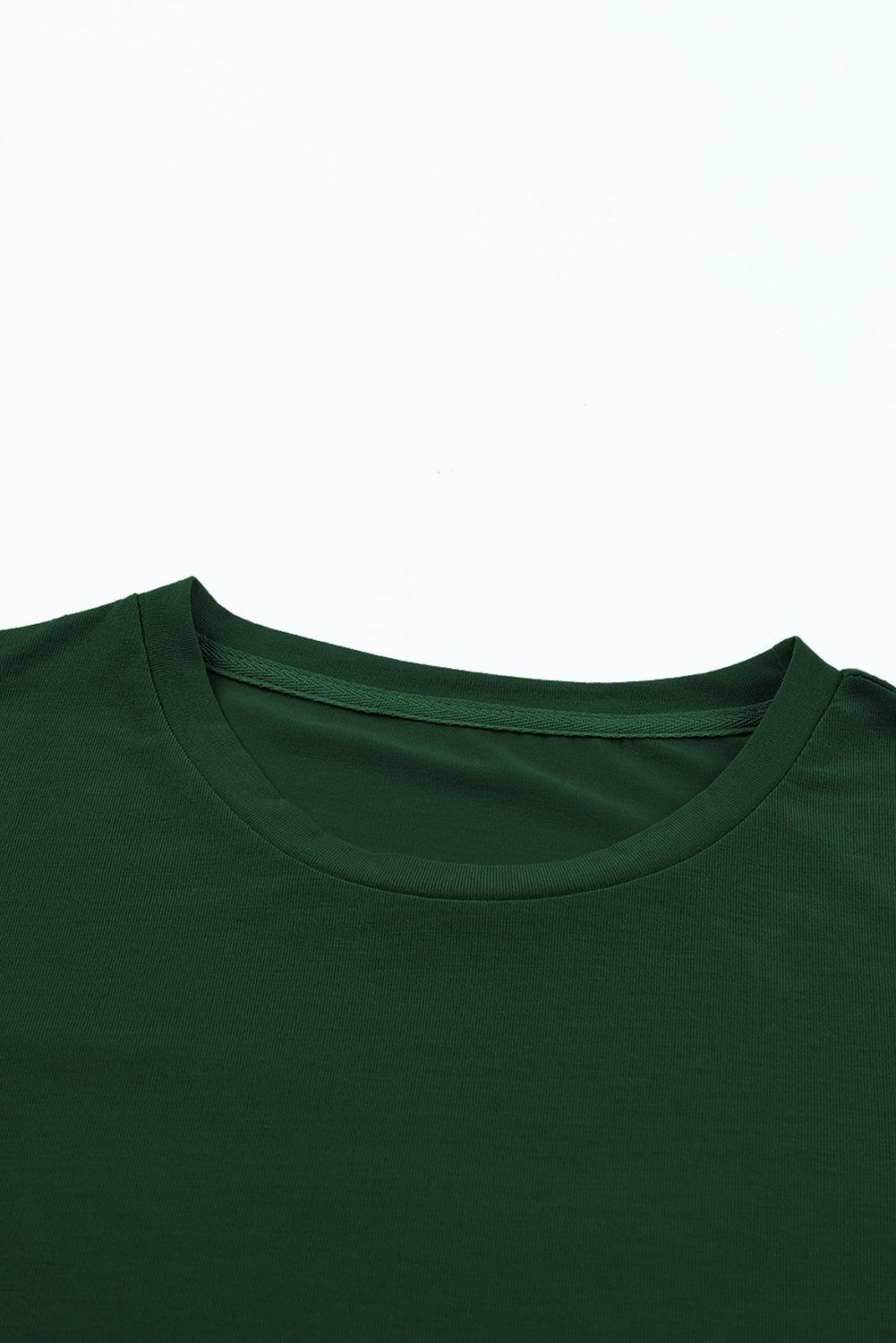 Green Casual Crew Neck Solid Color T-Shirts Loose Lightweight Tops for Women