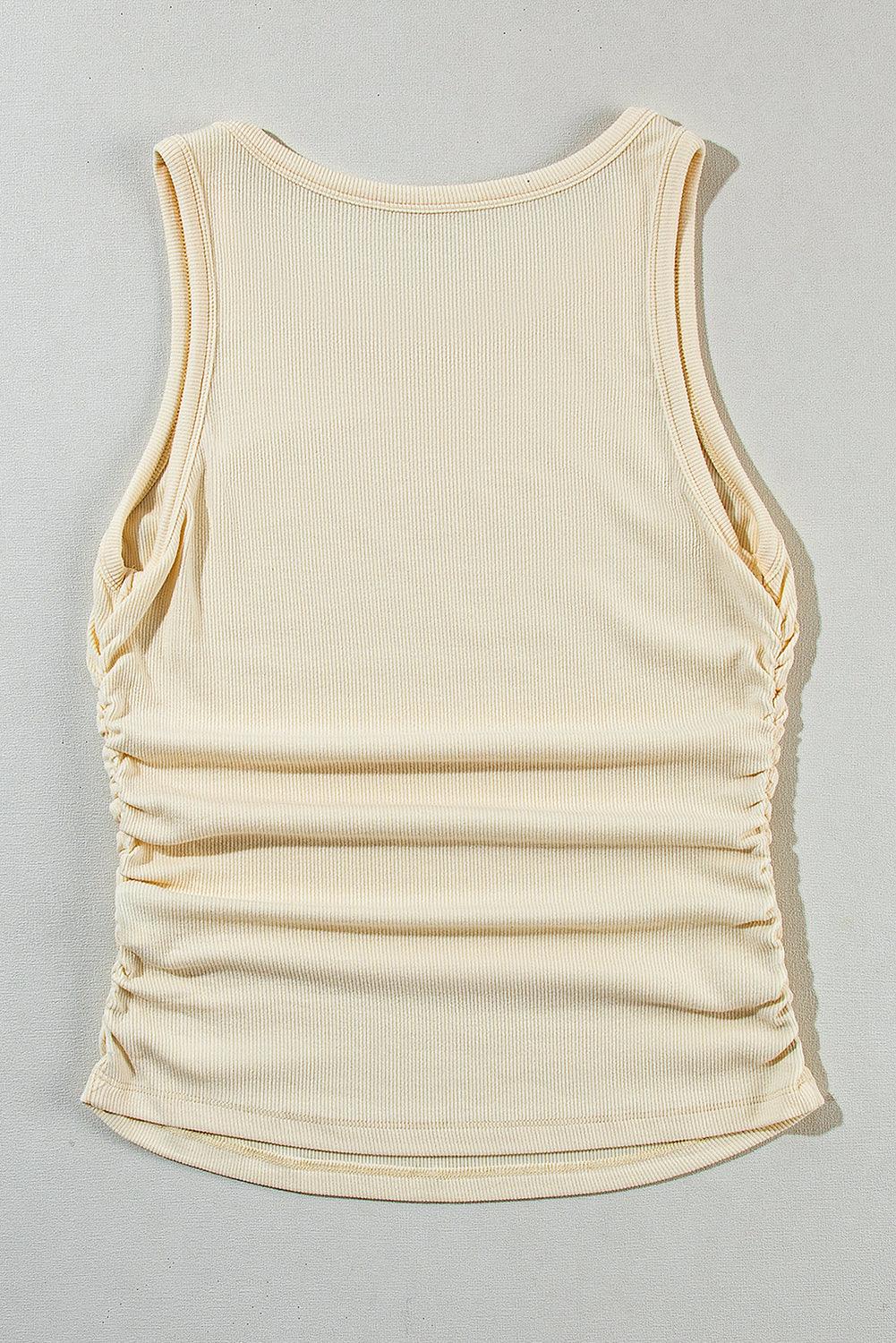 Plain Ruched Side Slim Summer Tank Top for Women