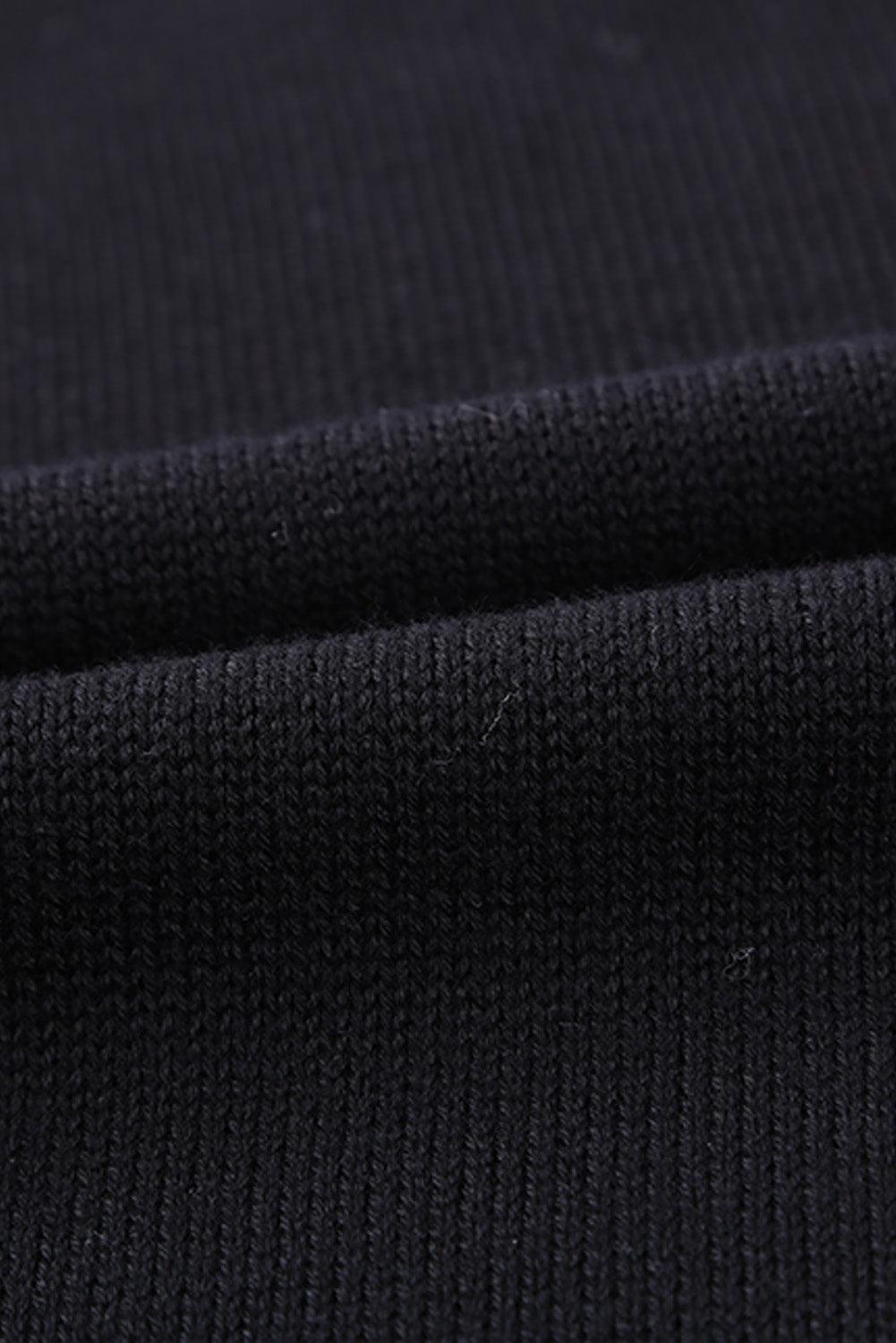 Black V-Neck Sleeveless Knit Vest for Women