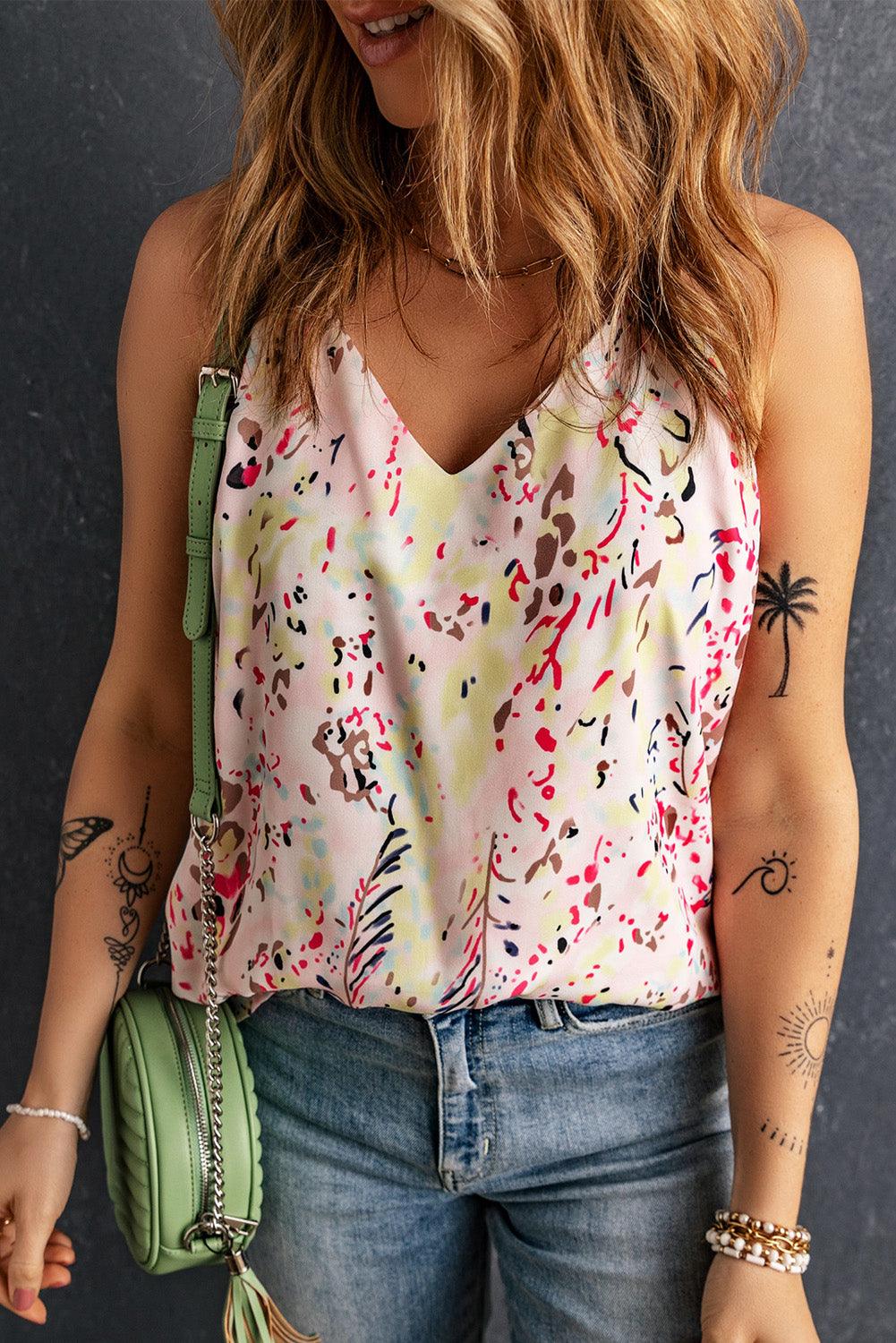 Summer Spaghetti Straps Floral Print Tank Top for Women