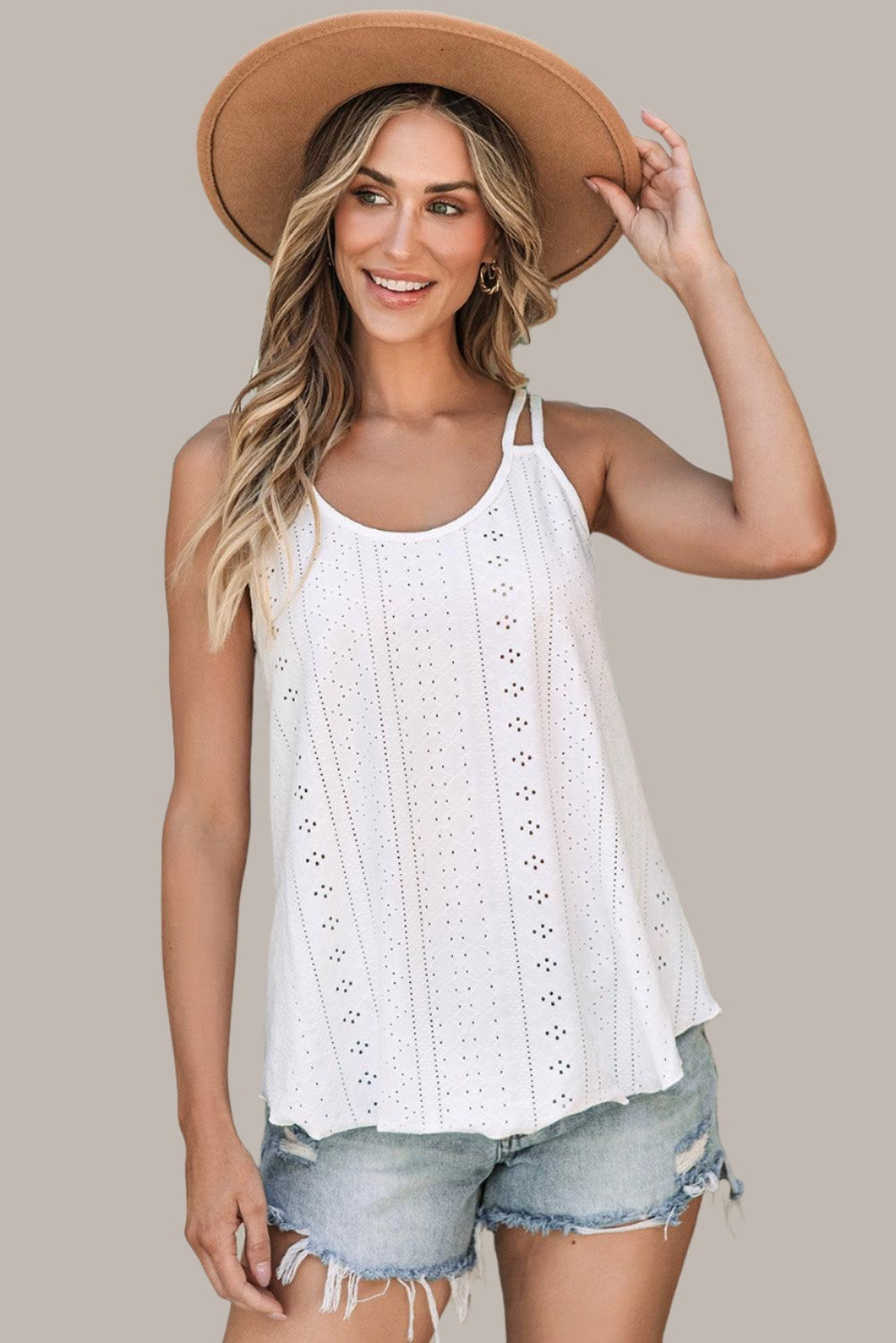 Scoop-Neck Summer White Tank Top for Women