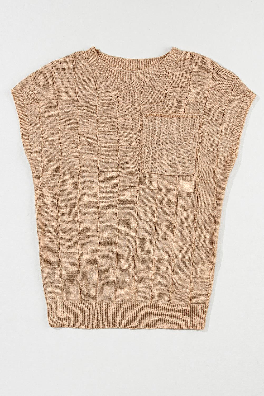 Checkers Textured Knit Short Sleeve Sweater
