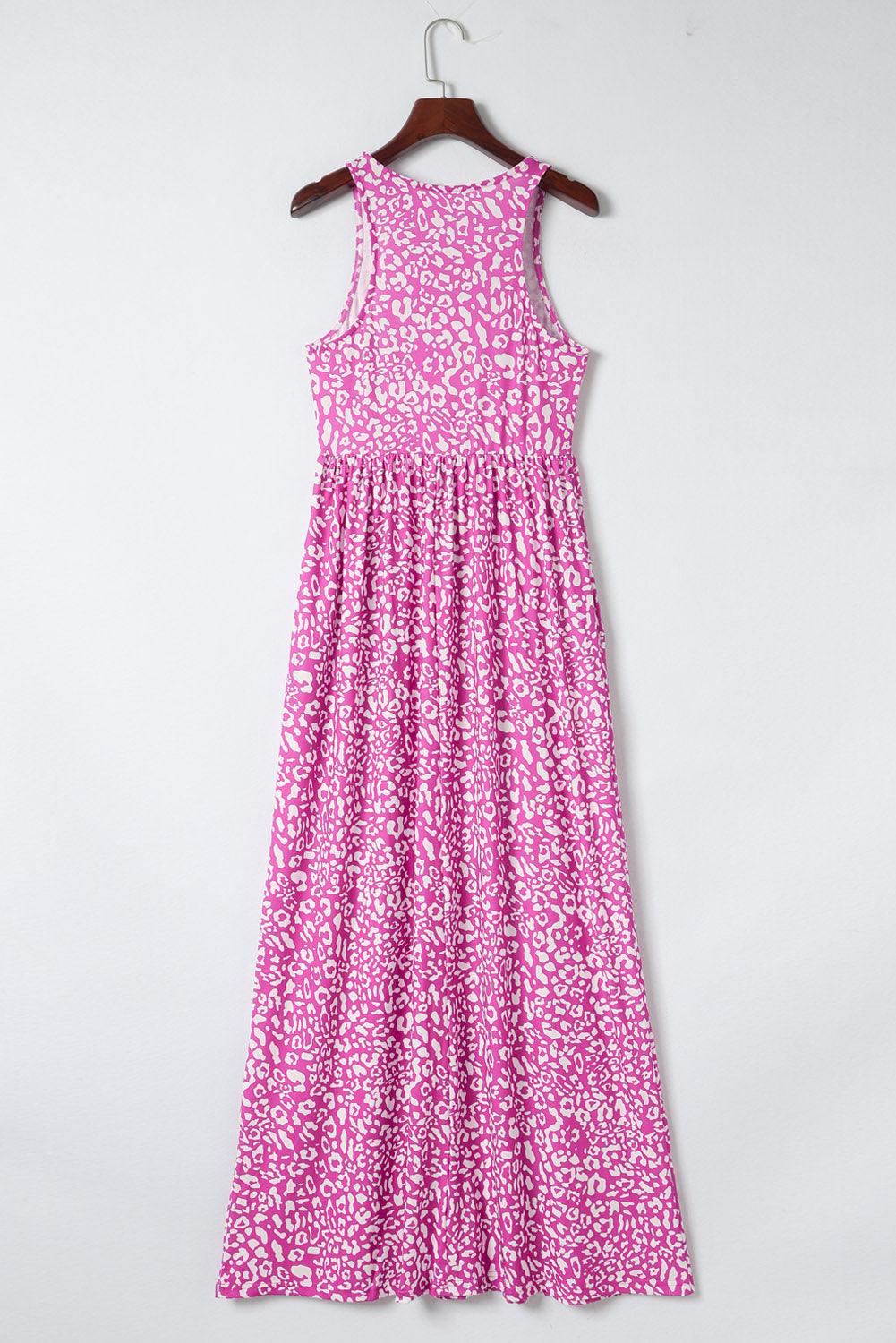 Print Pocketed Sleeveless Pink Maxi Dress Style Sundress