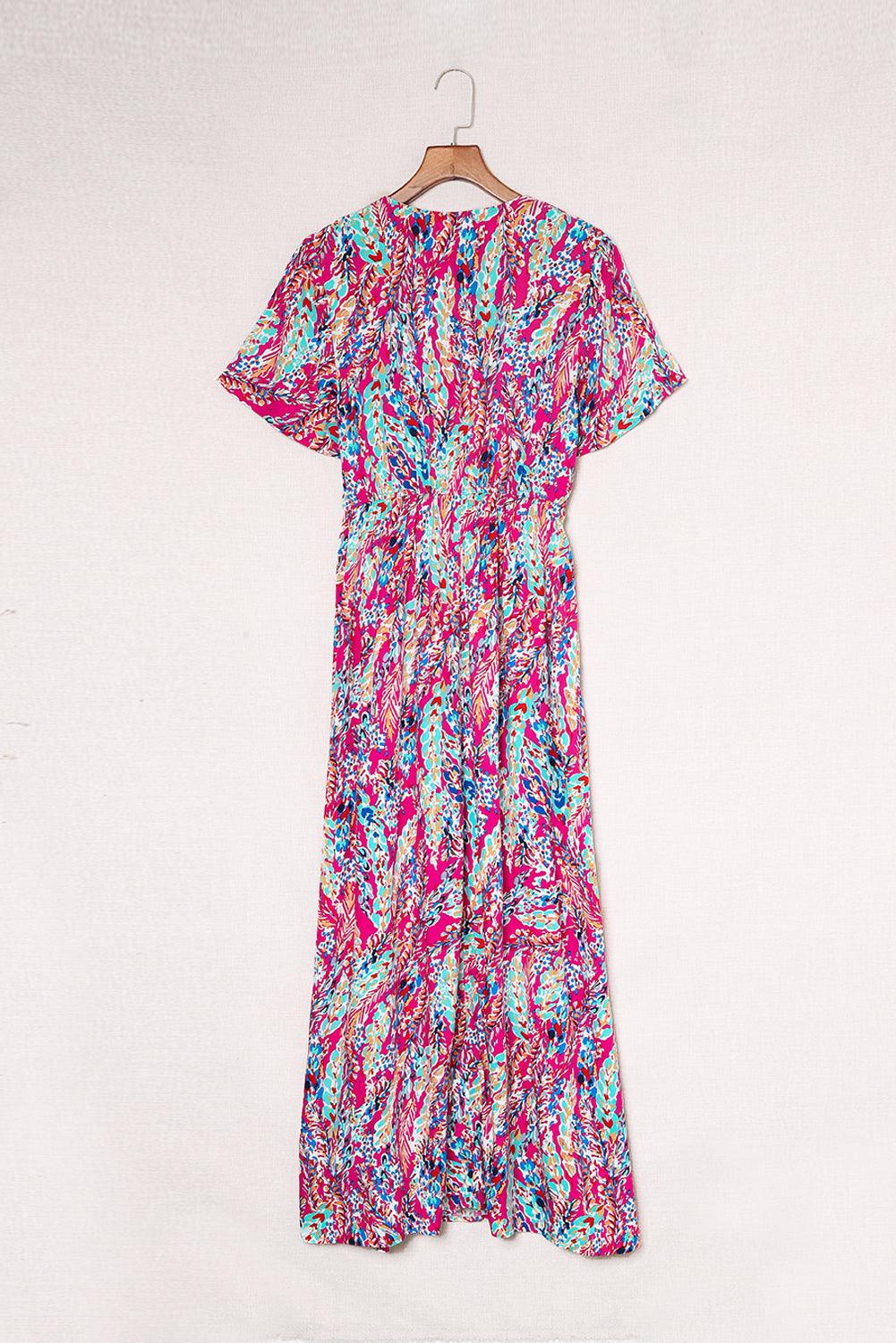 Wrap V Neck Floral Sundress Style Maxi Dress for Women