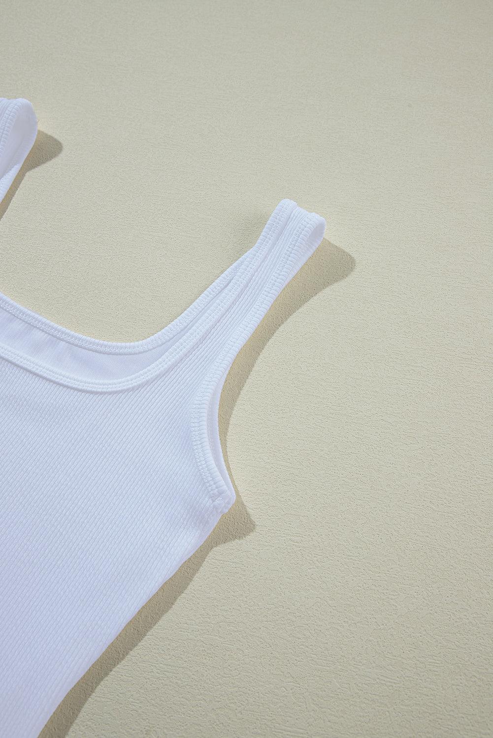 The Essential Knit Square Neck Sleeveless Summer Bodysuit White