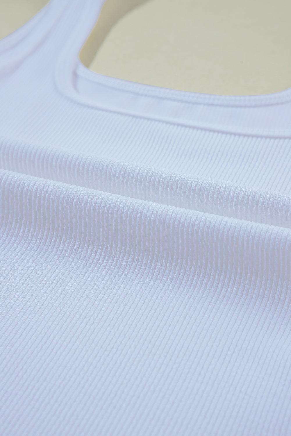 The Essential Knit Square Neck Sleeveless Summer Bodysuit White