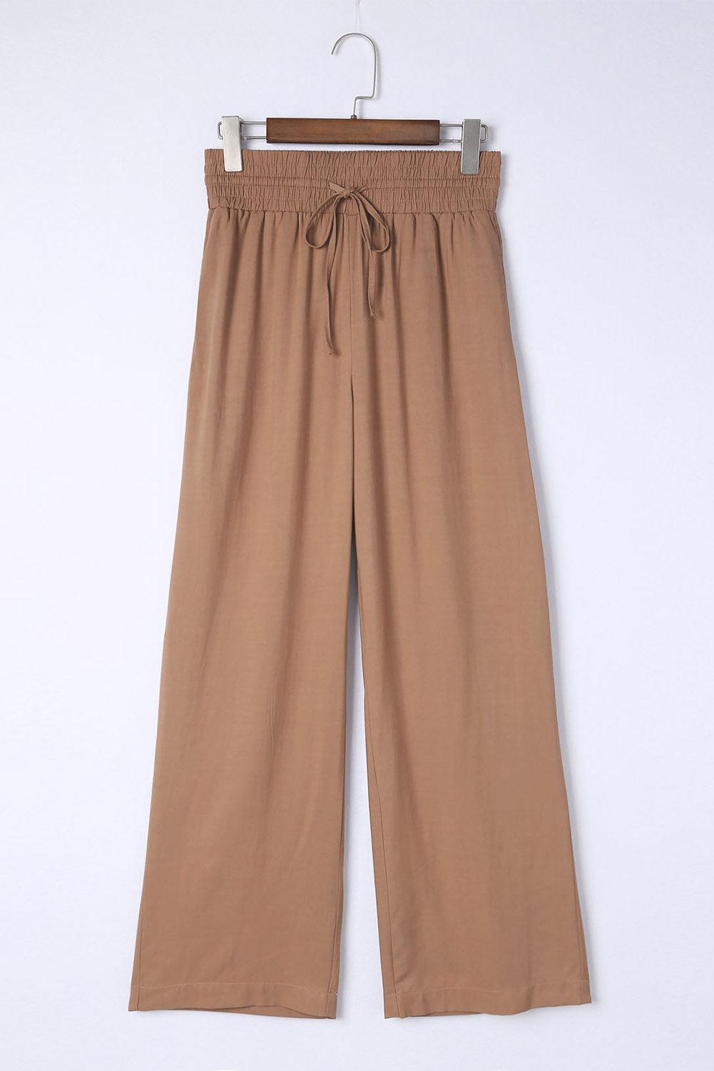 Drawstring Wide Leg  Pants with Elastic Waist for Work Casual for Women