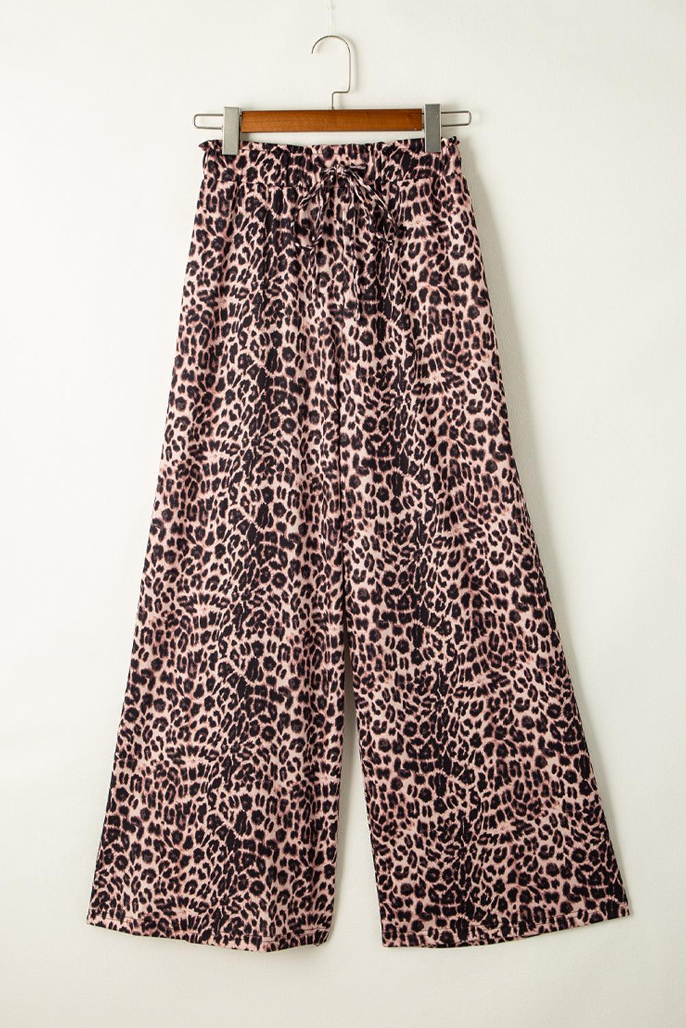 Boho Leopard Pattern Wide Leg Pants for Women – Normendy