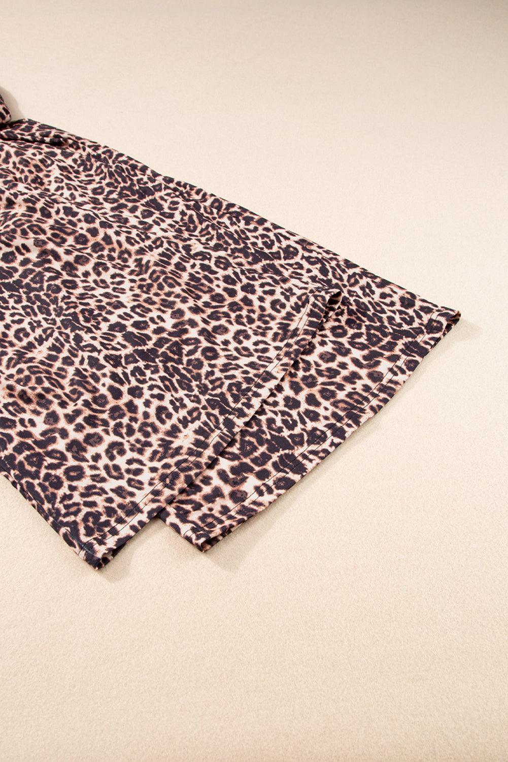 Boho Hawaiian Wide Leg Pants Leopard Pattern for Women