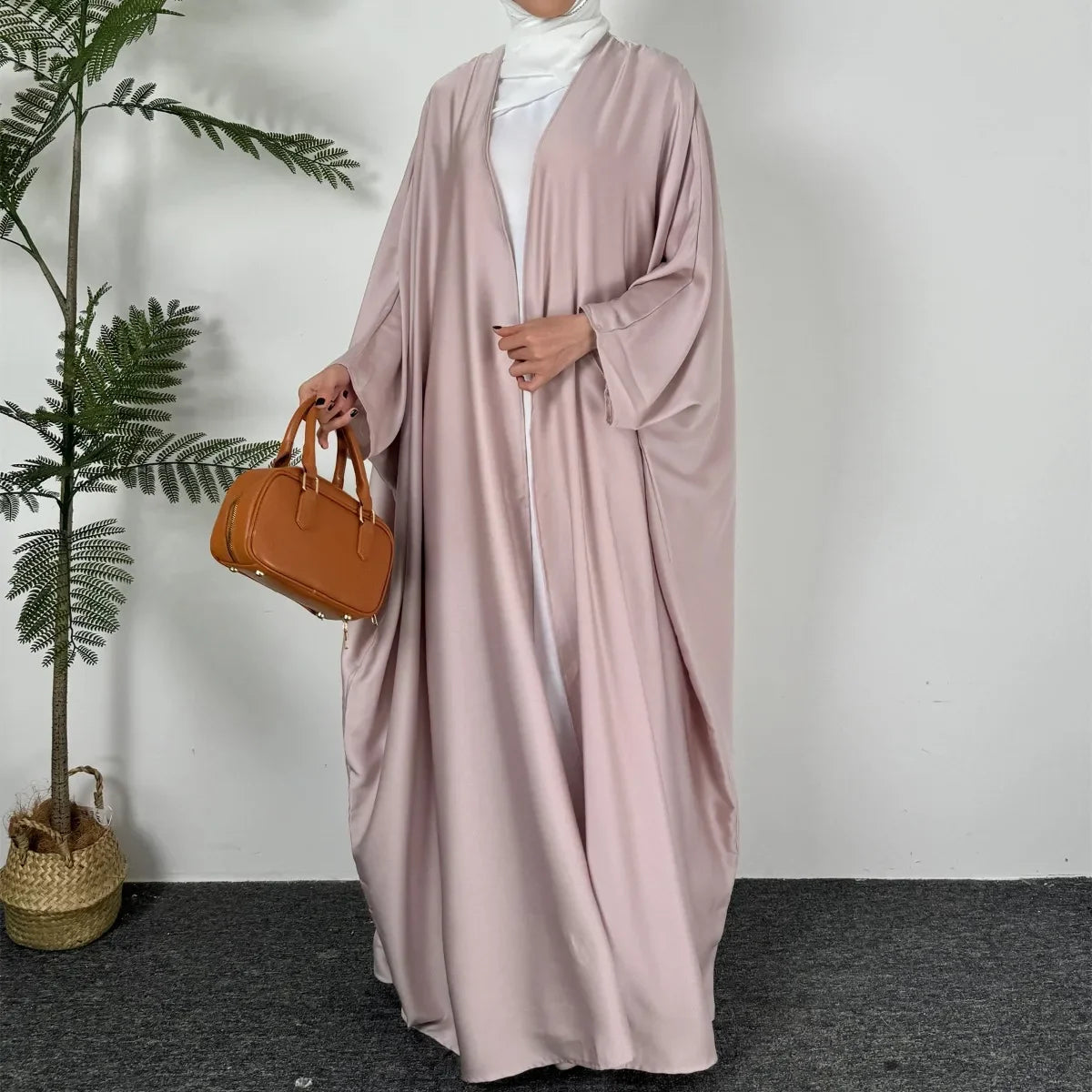 Middle Eastern Muslim Style Open Front Abaya with inner dress