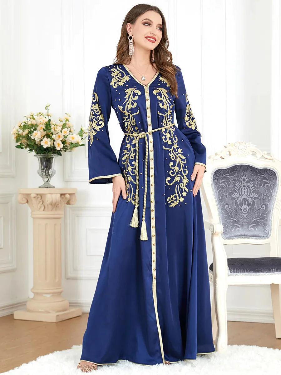 Muslim Plus SIze Jalabiya with Embroidery Loose Hooded Abaya Dress for Women