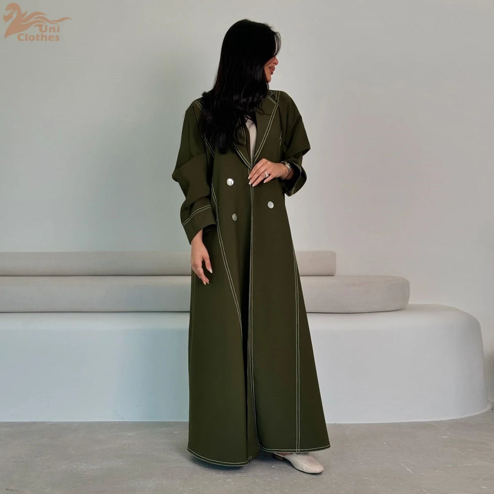 Open Abaya With Collar Button