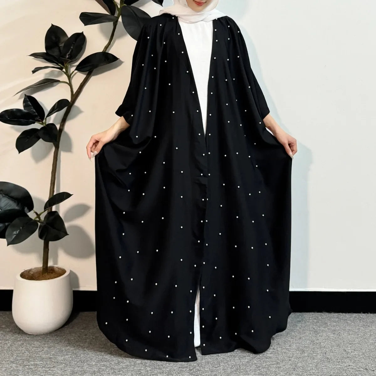 Open Front Beaded Abaya