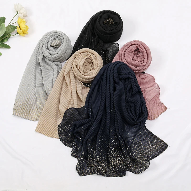 Plus Size Pleated Cotton Viscose Hijab Scarf for Muslim