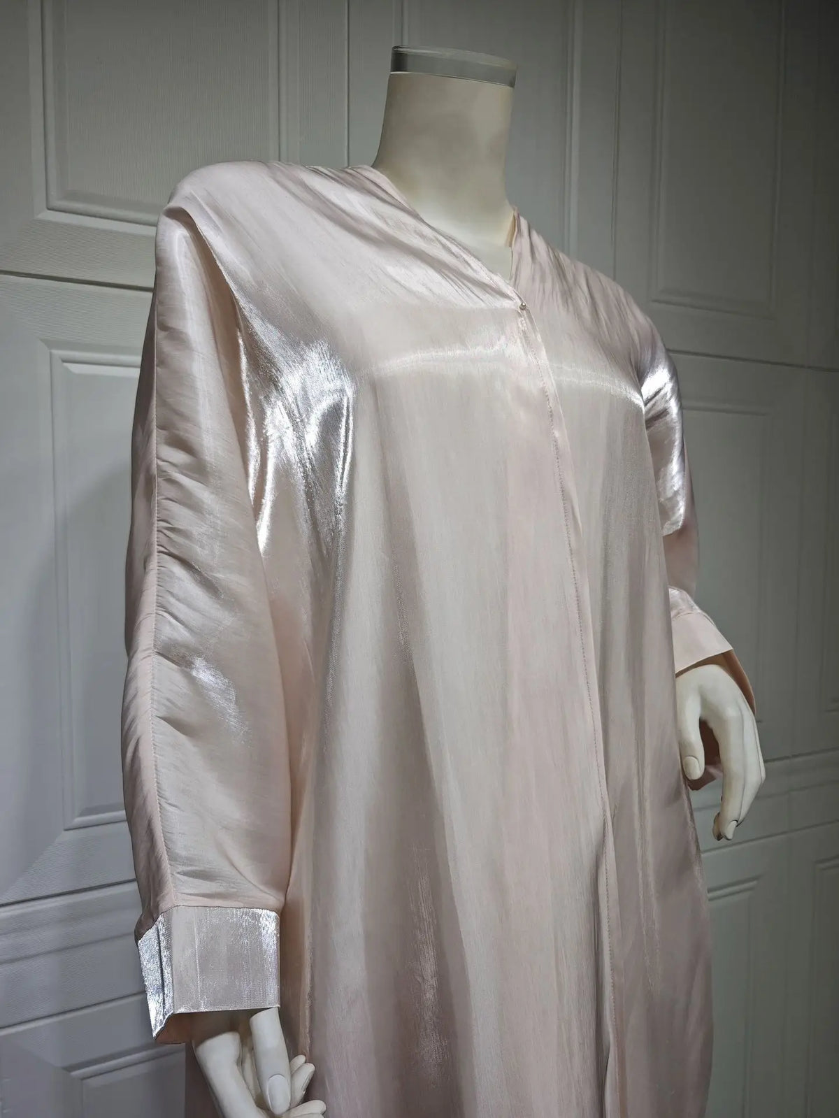 Satin Shiny Fabric Solid Modest Open Kimono Abayas