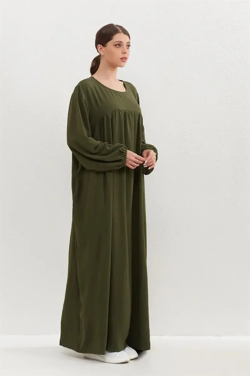 Women O-neck Full Sleeve Maxi Dress