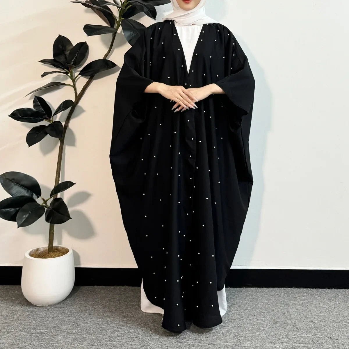 Open Front Beaded Abaya