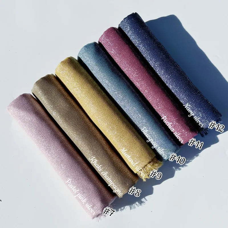 Cotton Blended Shiny Solid Color Hijab Scarf Shawls