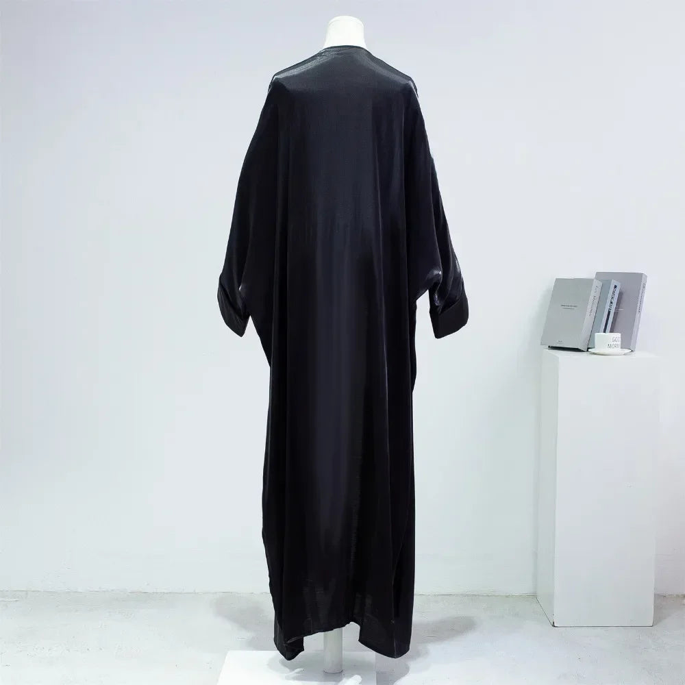 Muslim Smocking Sleeve Cardigan Coat Abaya