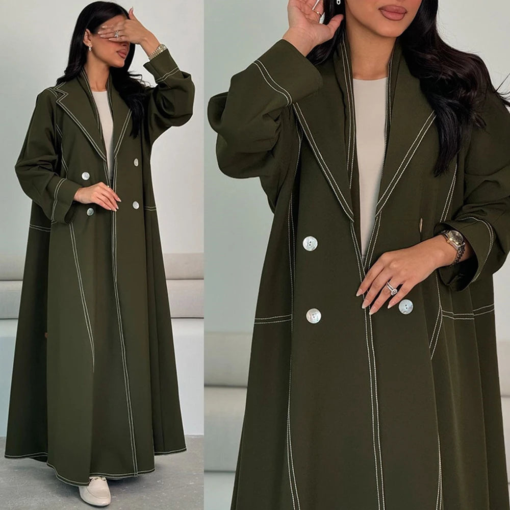 Open Abaya With Collar Button