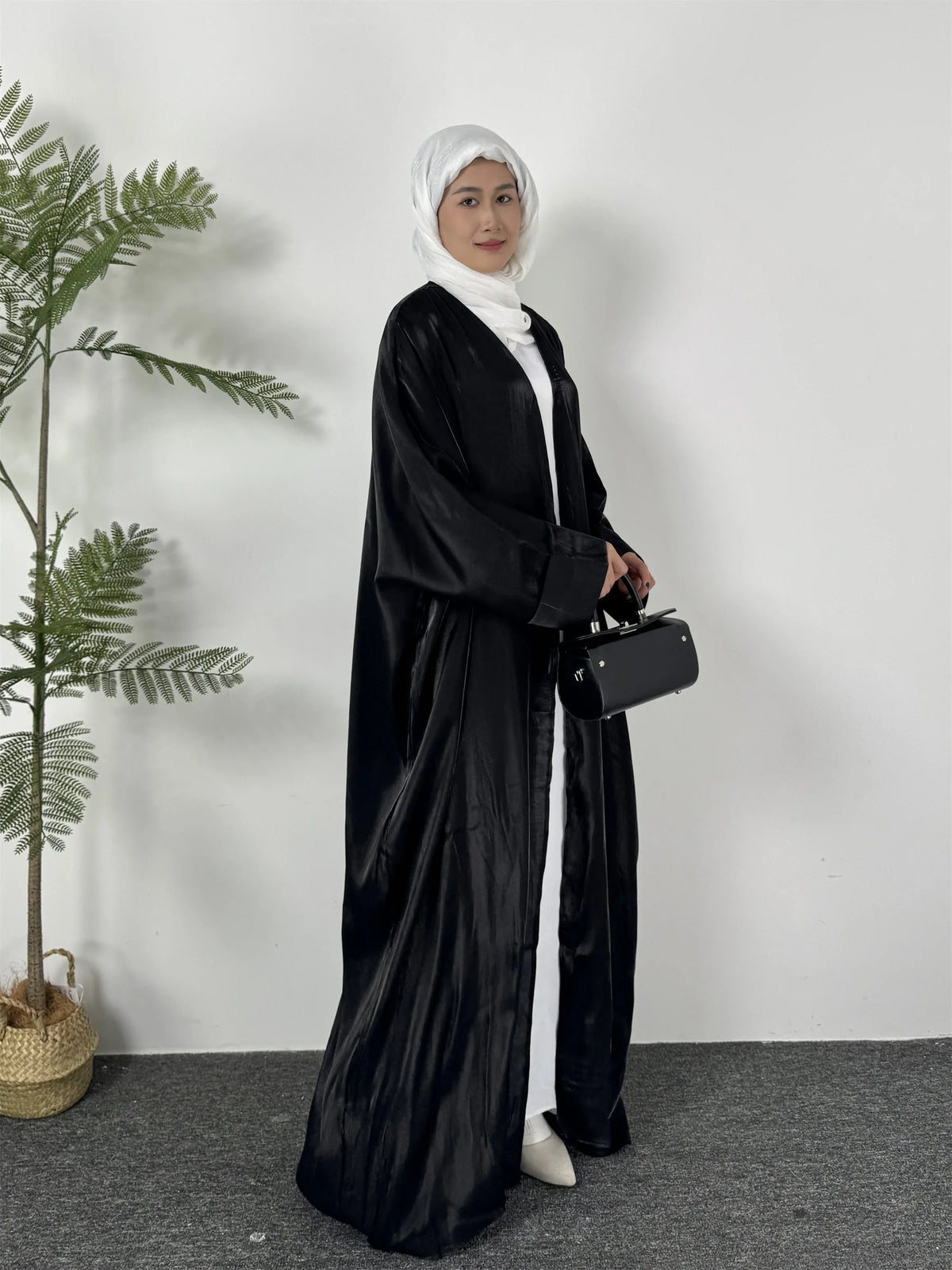 Abaya Open Front kaftan Smocking Sleeve