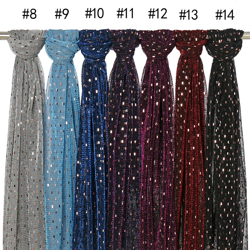 Solid Bubble Chiffon Glitter Shimmer Hijabs for Women