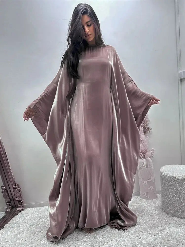 Batwing Sleeve Satin Abaya