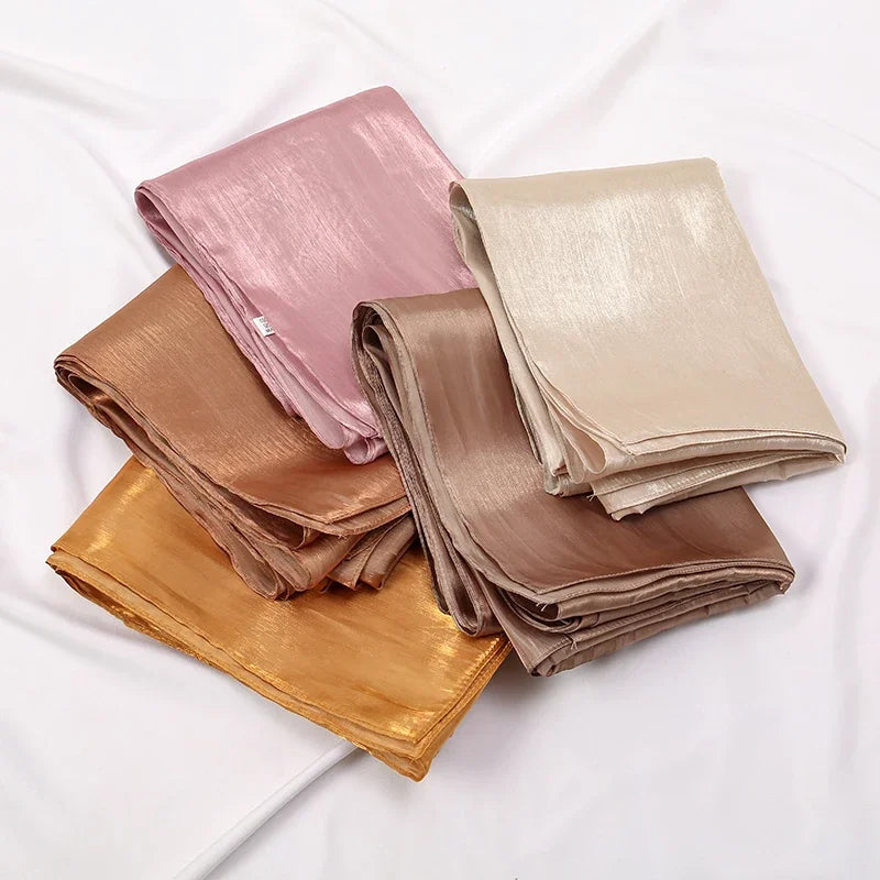 Premium Shimmer Silk Satin Hijab Scarf for Women