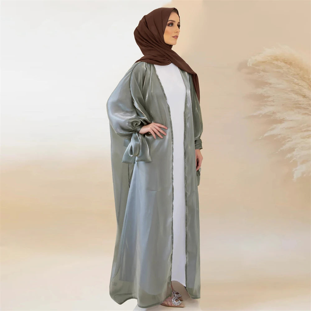 Shiny Satin Cardigan Abaya