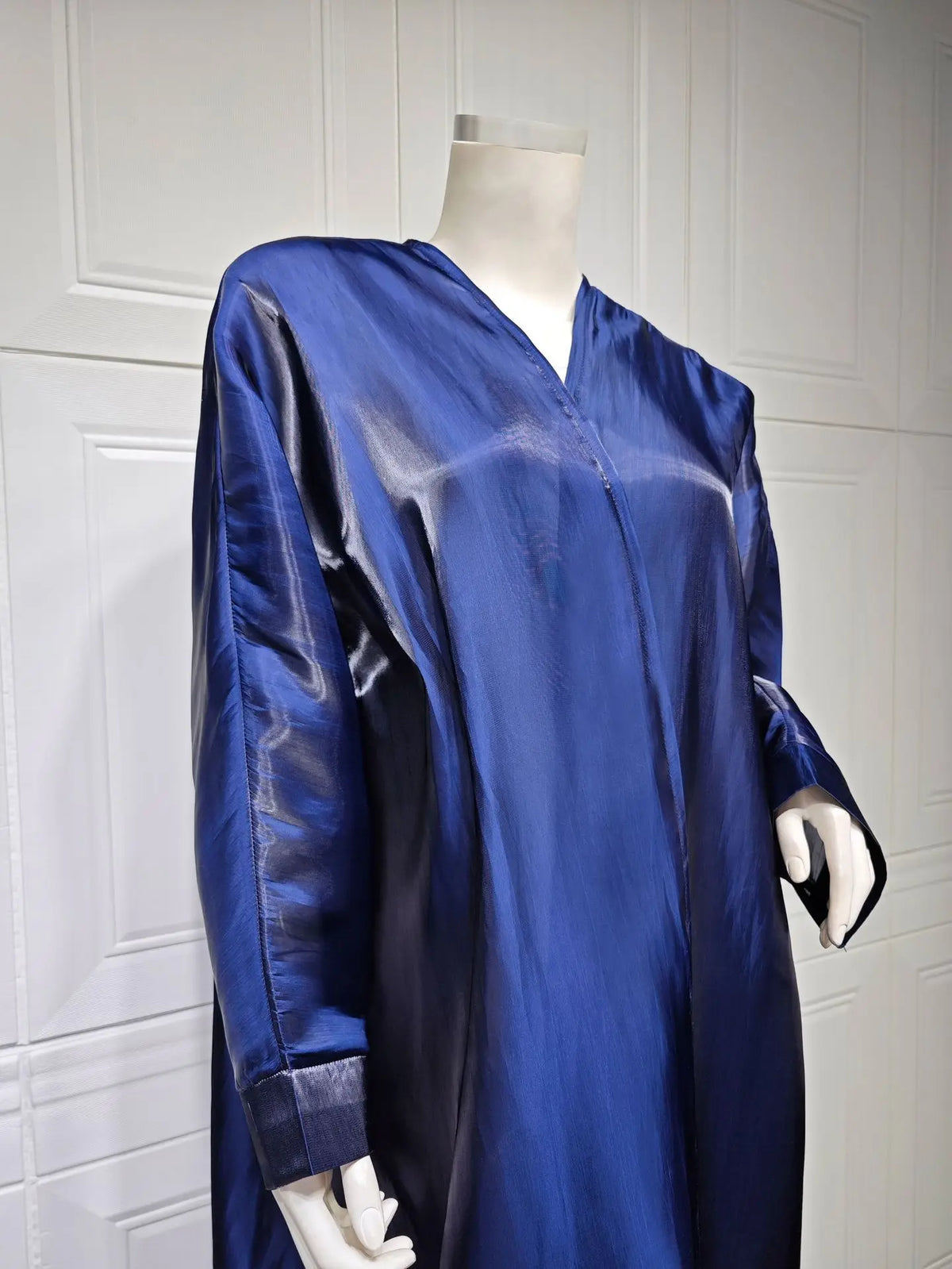 Satin Shiny Fabric Solid Modest Open Kimono Abayas