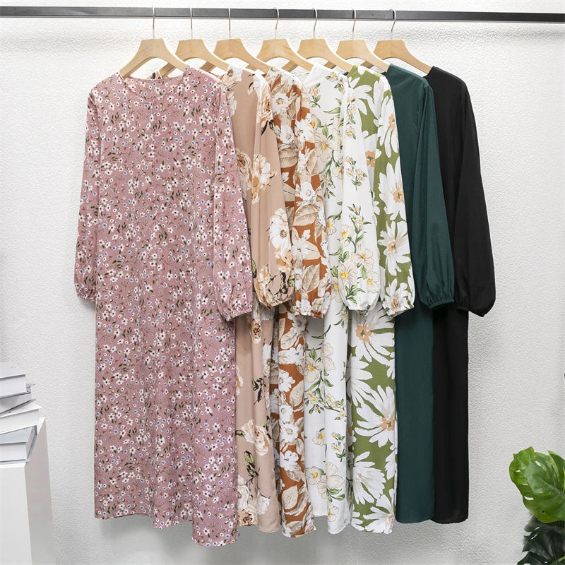 Full Sleeve Printed Floral Casual Long Maxi Dress