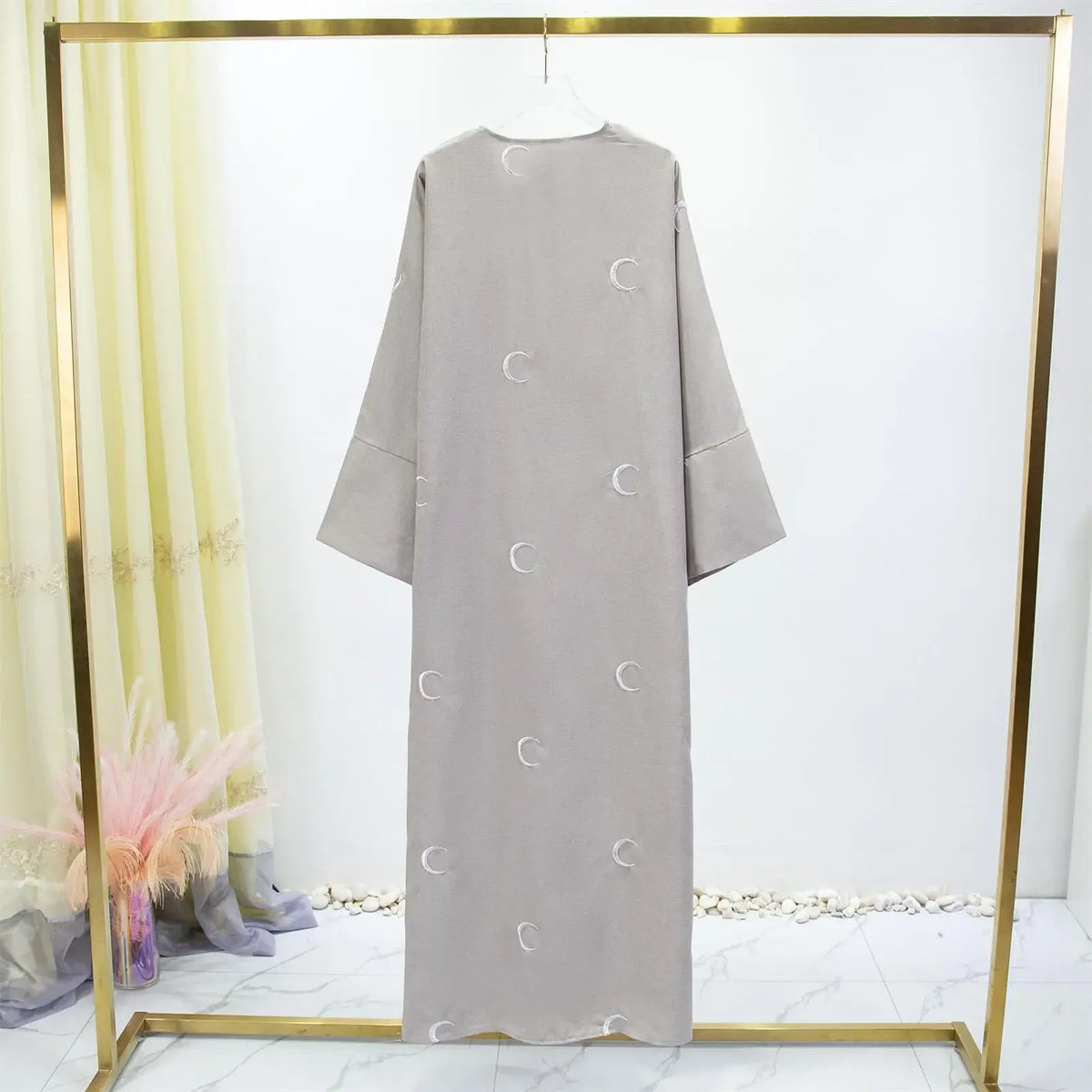 Crescent Embroidery Open Front Abaya