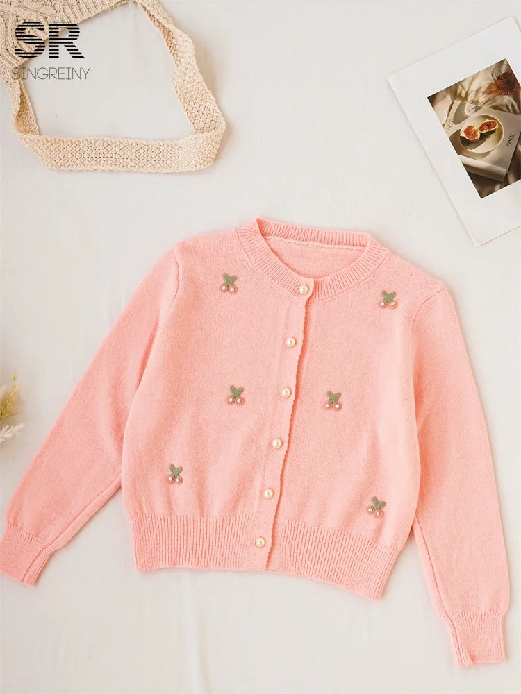 Cherry Beading Design Sweater