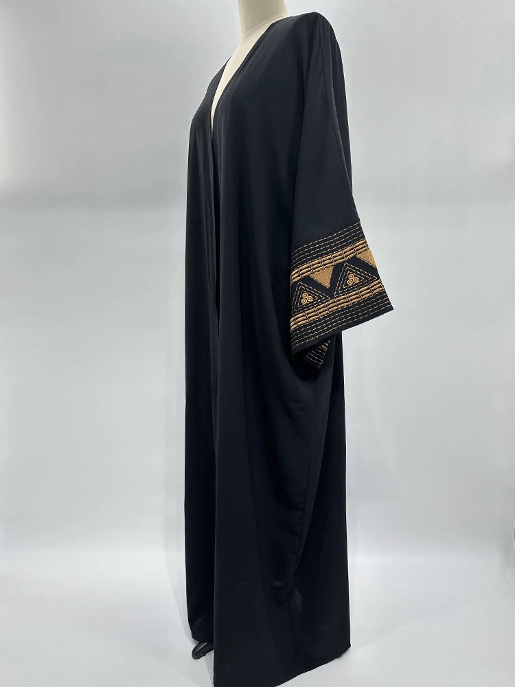 White Black Open Batwing Kimono Abaya