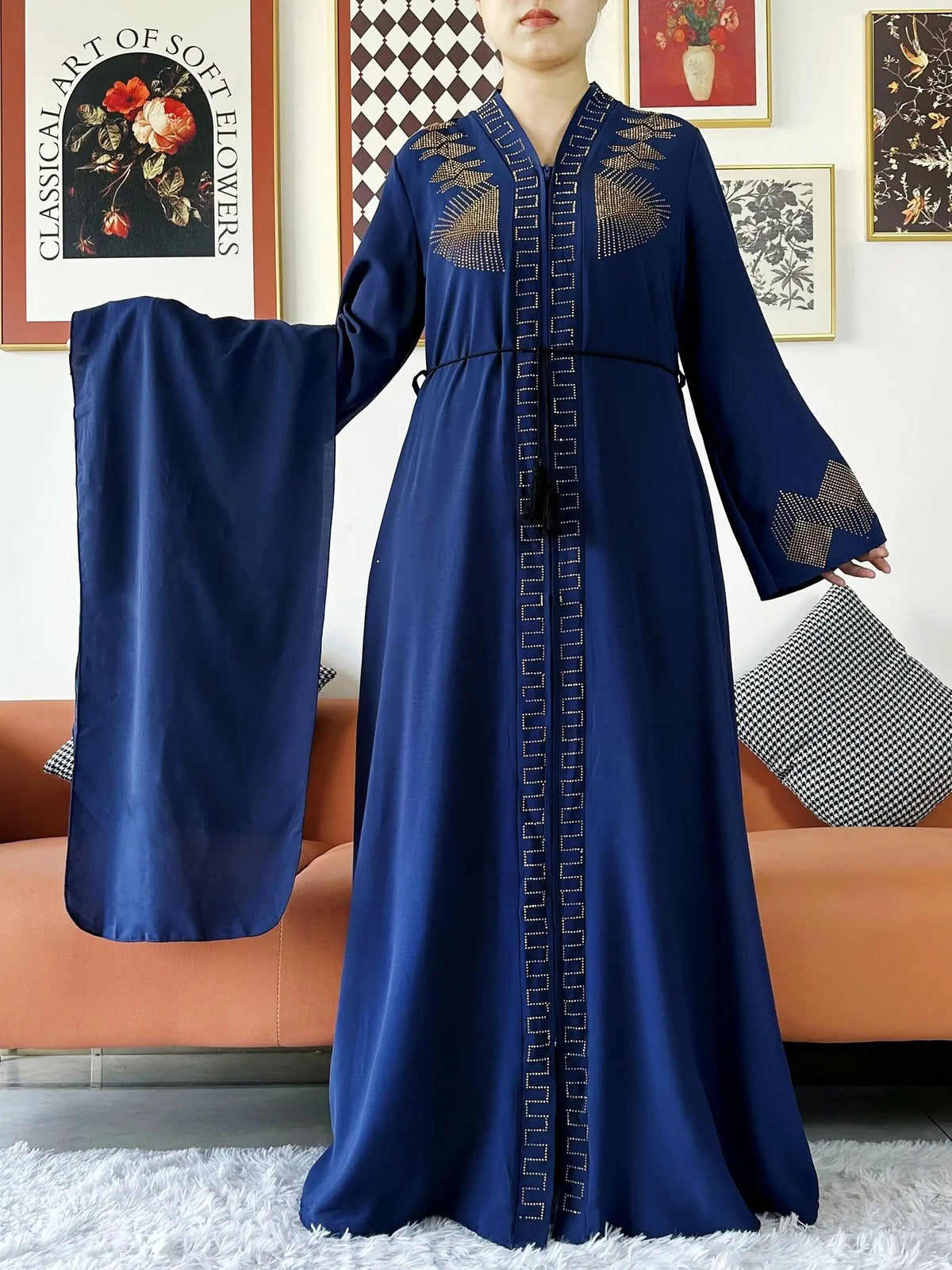 Elegant Dress Chiffon Open Abaya