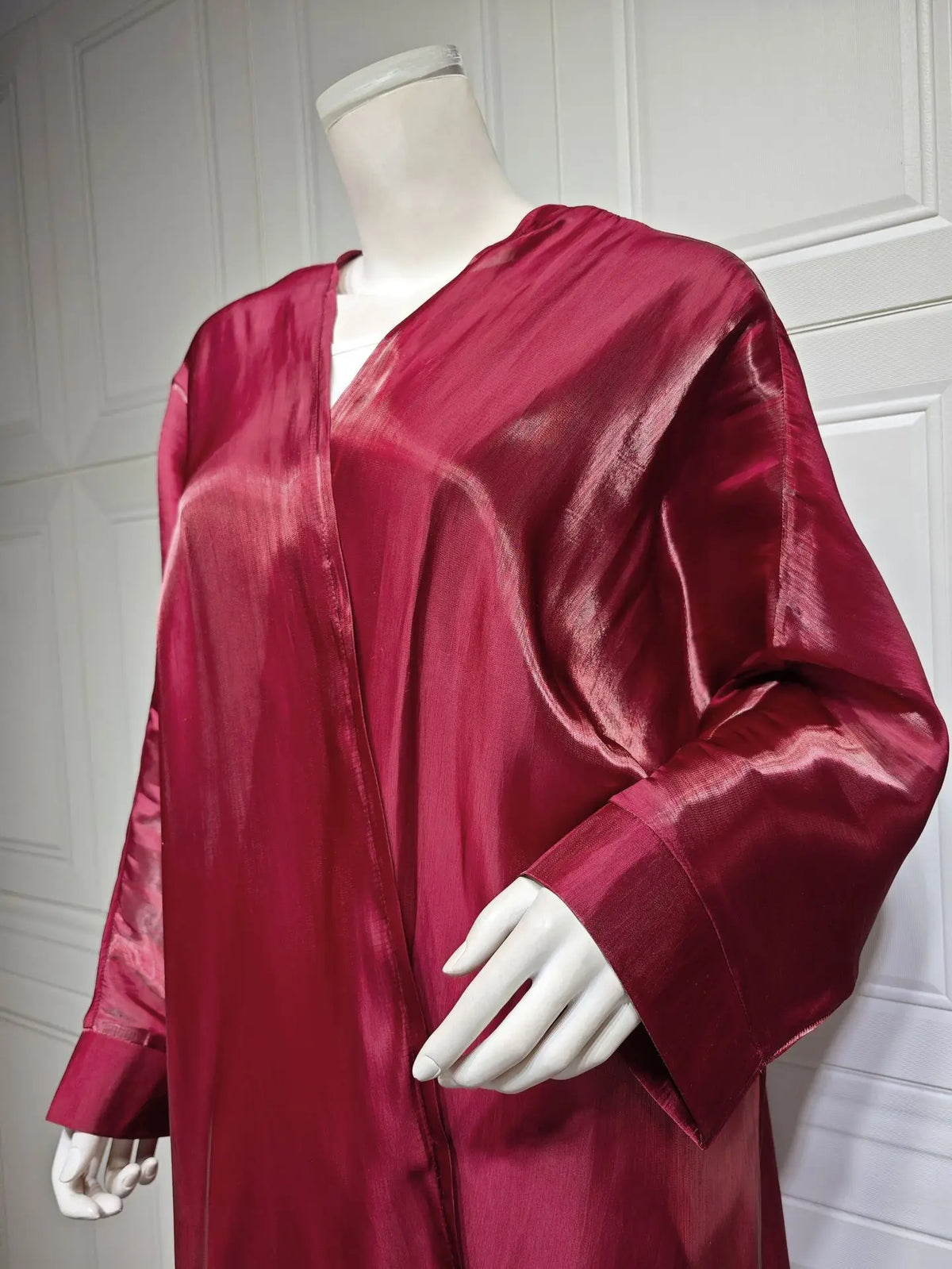 Satin Shiny Fabric Solid Modest Open Kimono Abayas