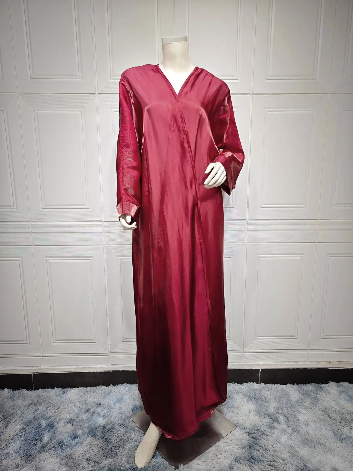 Satin Shiny Fabric Solid Modest Open Kimono Abayas