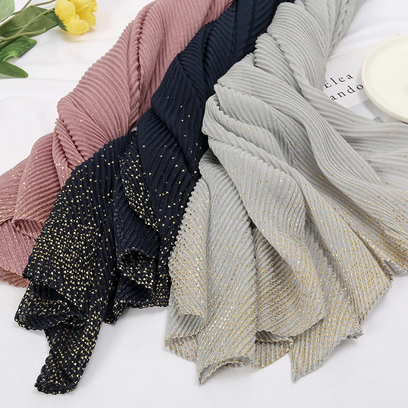 Plus Size Pleated Cotton Viscose Hijab Scarf for Muslim