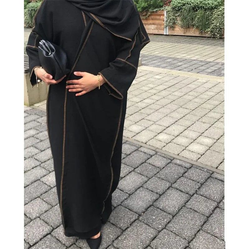 Abaya Cardigan with Overlocking Stitching Kaftan